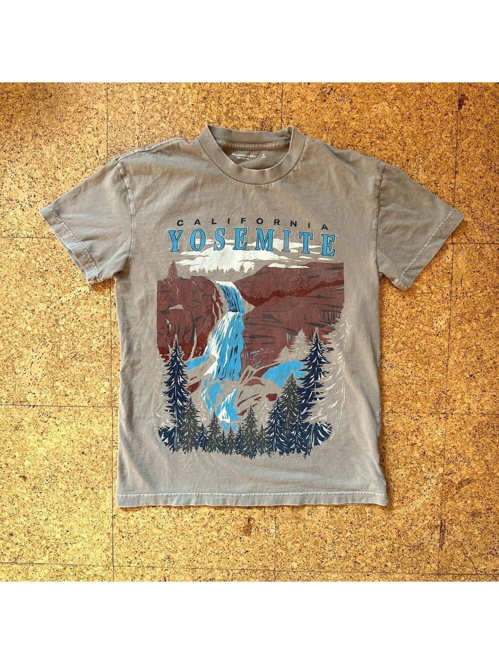 Abercrombie & Fitch Soft A&F Men's Small Tan Crewneck Yosemite CA Park T-Shirt